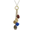 Image 1 : Smokey And Blue Quartz Combination Semi Precious Stones Lariat Style On Gold Plated Sterling Silver 