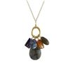 Image 1 : Labradorite(Grey) Combination Semi Precious Stones On Gold Plated Brass Chain, 16" 2"