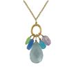 Image 1 : Aqua Combination Semi Precious Stones On Gold Tone Brass Chain -16