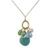 Image 1 : Turquoise Combination Semi Precious Stones On Gold Tone Brass Chain -16