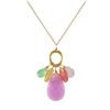 Image 1 : Lavender Combination Semi Precious Stones  On Gold Tone Brass Chain -16