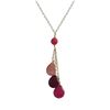 Image 1 : Cherry Quartz And Ruby Combination Semi Precious Teardrop Stone Lariat Style Necklace, Gold Tone Bra