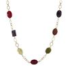Image 1 : Garnet Combination Of Semi Precious Stones On Gold Tone Brass Chain- 16" 3"