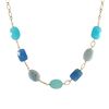 Image 1 : Blue Quartz And Aqua Combination Semi Precious Stones On Gold Plated Brass Chain, 18" 2"