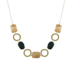 Citrine Rutilated And Fancy Jasper Combination Semi Precious Stones With Open Rings On Gold Plated B