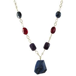 Sodalite (Blue) Semi Precious Teardrop Stone, On Gold Tone Brass Chain- 20"