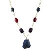Image 1 : Sodalite (Blue) Semi Precious Teardrop Stone, On Gold Tone Brass Chain- 20"