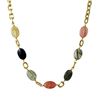 Image 2 : Assorted Colors Stone Necklace Brass Gold Chain