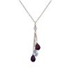 Image 1 : Garnet And White Teardrop CZ Lariat Style Necklace, Gold Tone Brass Chain -16