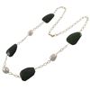 Image 1 : White 16X20 Baroque Shell Pearl With Green Jade Semi Precious Stones On Gold Plated Brass Chain Neck