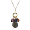 Image 1 : Labradorite(Grey) Semi Precious Stones Combination On Gold Plated Brass Donut Ring Necklace, 16&Quot