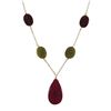 Image 1 : Garnet Teardrop Semi Precious Stone Y Necklace, Gold Plated Brass Chain, 18" 2"