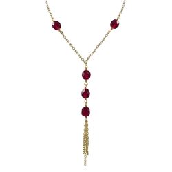 Garnet 6Mm Faceted Beads Tassel Style Necklace, Gold Plated Brass Chain, 16