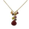 Image 1 : Carnelian Combination Semi Precious Stone Y Necklace, Gold Plated Brass Chain, 16