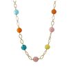 Image 1 : Multi Color Combination Semi Precious 10Mm Round Flat Stones On Gold Plated Brass Link Chain, Neckla
