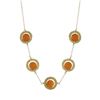 Image 1 : Honey 10Mm Round Semi Precious Stones In 18Mm Open Rings, Gold Plated Brass Necklace, 18" 2"