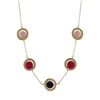 Image 1 : Multi Color 10Mm Round Semi Precious Stones In 18Mm Open Rings, Gold Plated Brass Necklace, 18" 2"