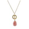 Image 1 : Cherry Quartz Semi Precious 9X11 Teardrop Stone And White 5Mm Fresh Water Pearl In Gold 10Mm Open Ri