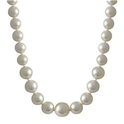 White 16Mm Graduated Shell Pearl Necklace With Cage