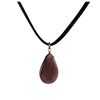 Image 1 : Amy Semi Precious Teardrop Stone On Black Suede Chain Necklace- 16