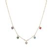 Image 1 : Multi Color Enamel Hearts On Gold Tone Brass Necklace. 15