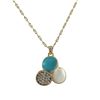 Image 1 : Turquoise And White Enamel With White Crystals, Three 10Mm Circles Design, Gold Plated Brass Pendant