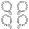Image 2 : Set Of 4 - White 12Mm Pearl, 10Mm Crystal Ball, And 6Mm Diamond Cut Crystal Napkin Rings, With Clear