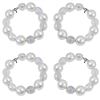 Image 2 : Set Of 4 - White 12Mm Pearl And 8Mm Faceted Crystal AB Napkin Rings
