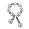 Image 1 : Set Of 4 - White 12Mm Pearl And 8Mm Faceted Gray Crystal Napkin Ring With Hanging 8Mm Faceted Gray C