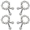 Image 2 : Set Of 4 - White 12Mm Pearl And 8Mm Faceted Gray Crystal Napkin Ring With Hanging 8Mm Faceted Gray C