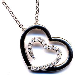 Sterling Silver-TT-CZ Heart Pendant