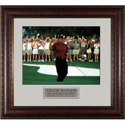 Tiger Woods Unsigned 2001 Masters At Augusta Fist Pump 16X20 Photo Leather Framed