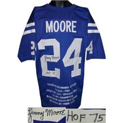 Lenny Moore Signed Baltimore Colts Blue Prostyle TB Jersey HOF 75 W/ Embroidered Stats