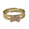 Image 1 : Pink Enamel Bow, Gold Tone Brass Ring Adjustable Size 6-7