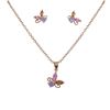 Image 1 : Multi Colored Crystal, Rose Gold Post Earings & Pendant Set Brass