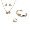 Image 1 : Gold Colored Brass Bangle, Necklace, Ring & Earing Set With Tri Heart