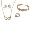 Image 1 : Gold Colored Brass Bangle, Necklace, Ring & Earing Set With Tri Color Heart