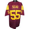 Image 1 : Junior Seau USC Trojans Unsigned Maroon Custom TB Jersey XL