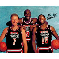 Magic Johnson Signed Team USA Olympic Dream Team 8X10 Photo (With Larry Bird & Michael Jordan)