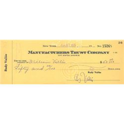 Rudy Vallee Signed 1935 Manufacturers Trust Company Bank Cancelled Check (Music/Entertaiment Memorab