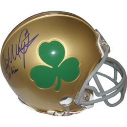 Derrick Mayes Signed Notre Dame Fighting Irish Green Shamrock Logo Mini Helmet All American