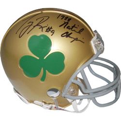 Tony Rice Signed Notre Dame Fighting Irish Green Shamrock Logo Mini Helmet 1988 National Champions