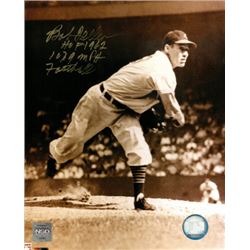 Bob Feller Signed Cleveland Indians 8X10 Vintage Sepia Photo HOF 1962 And 107.9 MPH Fastball