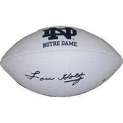 Lou Holtz Signed Notre Dame Fighting Irish White Logo Football (Black Sig)- Steiner Hologram