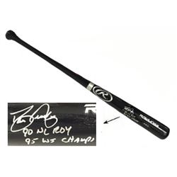 Dave Justice Signed Rawlings Pro Black Bat Dual 90 NL ROY & 95 WS Champs (Atlanta Braves)