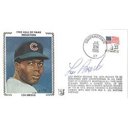 Lou Brock Signed Chicago Cubs Hall Of Fame Induction First Day Cover 3.5X6.5