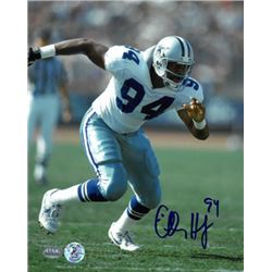 Charles Haley Signed Dallas Cowboys 8X10 Photo #94 (White Jersey Run)- Haley Hologram