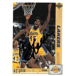 AC Green Signed Los Angeles Lakers 1991-92 Upper Deck Basketball Trading Card #177