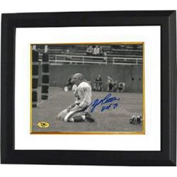 Y.A. Tittle Signed New York Giants Blood Sepia Horizontal 8X10 Photo HOF 71 Custom Framed