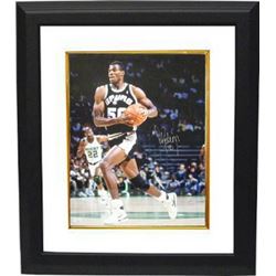 David Robinson Signed San Antonio Spurs 16X20 Photo Custom Framed Black Jersey